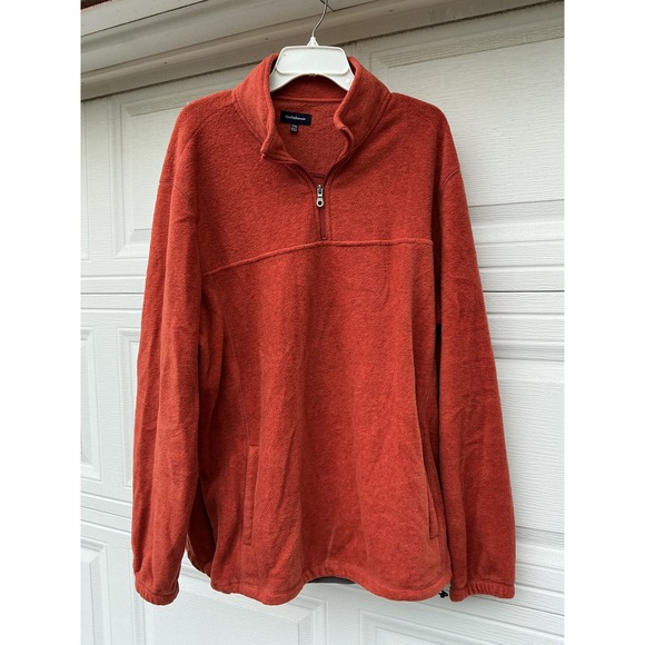 croft & barrow Other - Croft & Barrow Fleece Pullover Mens XXL Orange Excellent Quarter Zip Mock Neck